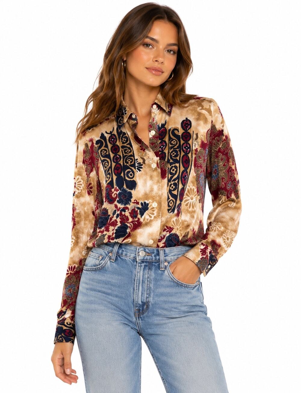 Vintage ‘90s United Colors of Benetton Abstract Floral Blouse Made in Italy